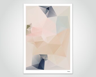 banum Pastel N3 — Low Poly Poster, Polygon Art Print, Geometric Image, Art Print Poster Set, Living Room Picture, Pastel Christmas Poster