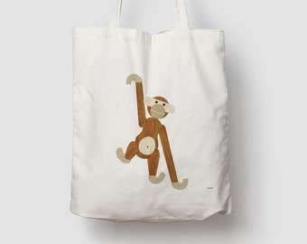 banum cotton bag monkey - jute bag, shopping bag, jute, jute bag, carrier bag, fabric bag, bag, shoulder bag, animals jungle