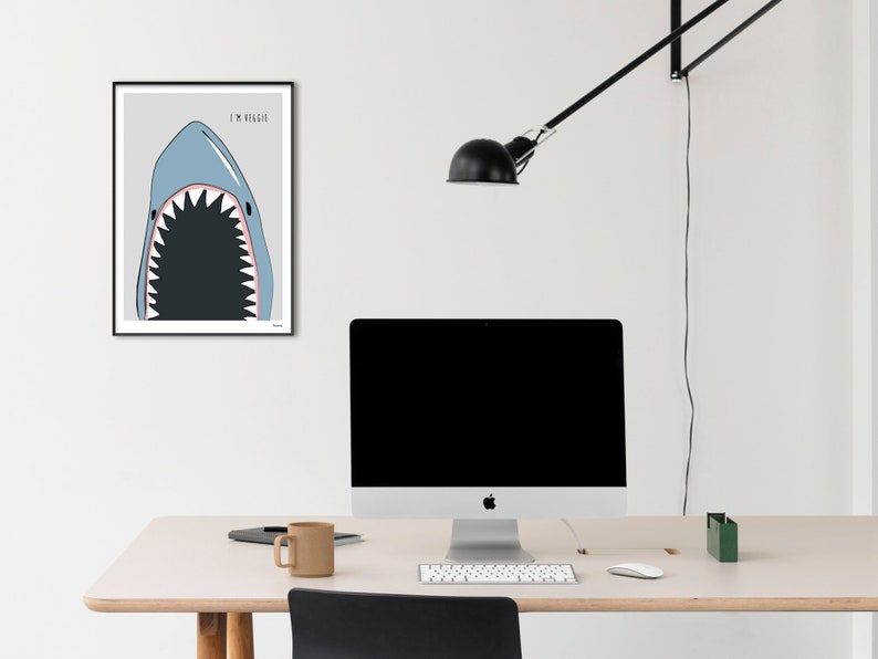 Banum Shark Poster, Art Print, Picture Illustration, Poster Veggie Vegetarian, Poster Kitchen, Poster Dining Room, Poster Maritime Ocean Sea image 5