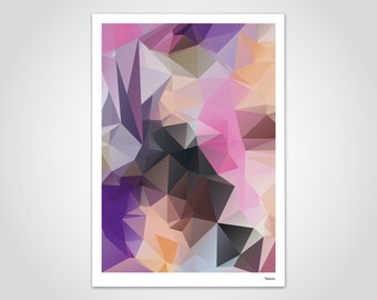 banum Peach N1 — Poster Low Poly, Art Print Polygon, Images Geometry, Art Prints Poster Set, Image Living Room, Poster Christmas Pastel