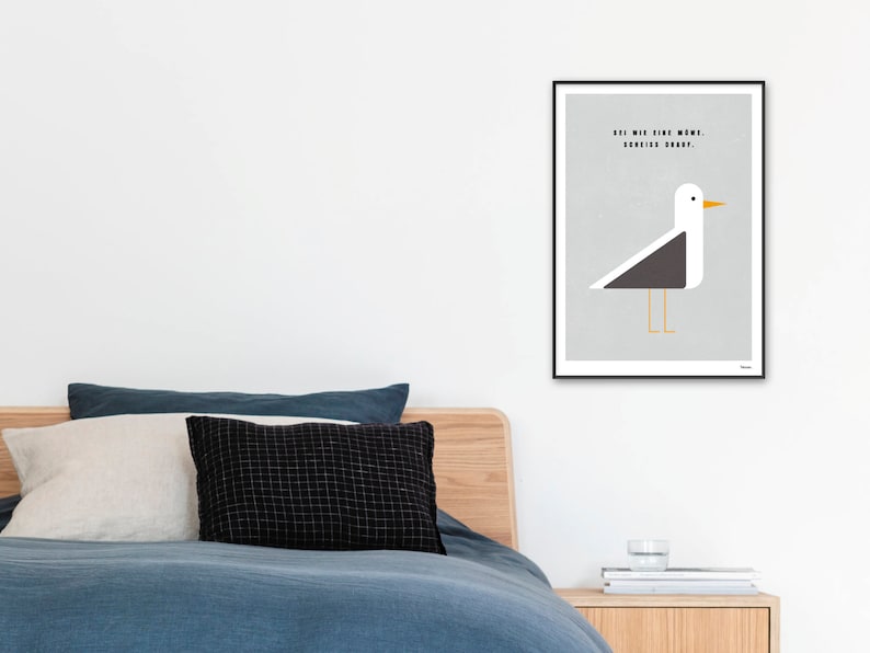 banum seagull N2 Maritime poster, art print Baltic Sea North Sea, poster lake beach, poster vacation seagull, poster Mediterranean, poster poster motivation image 3