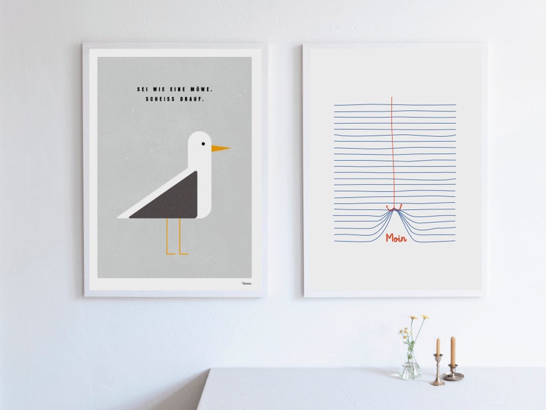 banum seagull N2 Maritime poster, art print Baltic Sea North Sea, poster lake beach, poster vacation seagull, poster Mediterranean, poster poster motivation image 9