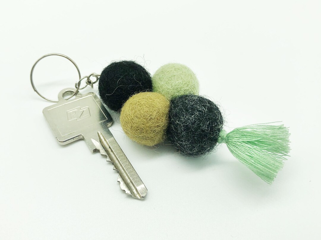 Felt Ball N5 / Key Ring Keychain Felt Ball Key Ring Felt Etsy