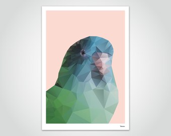 banum parrot — poster animals zoo, art print polygon, images geometry bird, art prints posters, posters budgerigar, posters children's room