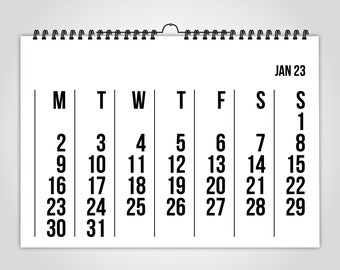 banum Big Letter — Wall calendar 2023, annual planner office, tear-off calendar, calendar black and white 2023, Scandinavian poster calendar, wall decoration