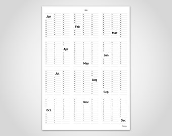 banum Pure White — Calendario 2024, agenda calendario, calendario poster, poster calendario, calendario da parete 2024, calendario annuale, soggiorno calendario lunare