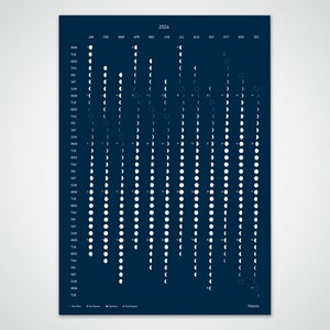 banum Darkmoon Calendar 2024, calendar planner, moon calendar dark blue, poster calendar, calendar poster, wall calendar 2024, annual calendar image 1