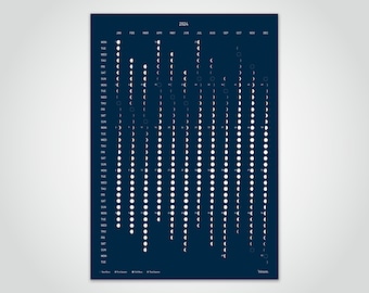 banum Darkmoon — Calendar 2024, calendar planner, moon calendar dark blue, poster calendar, calendar poster, wall calendar 2024, annual calendar