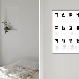 banum Type White calendario 2024, pianificatore calendario, calendario poster bianco e nero, poster calendario, calendario da parete 2024, pianificatore annuale calendario annuale immagine 4