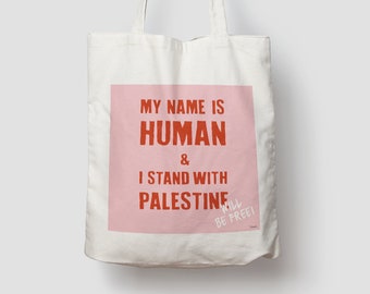 banum Baumwolltasche Free Palästina N6 — Jutetasche Palästina Mensch, Einkaufstasche, Tragetasche, Stofftasche, Schultertasche Humanität