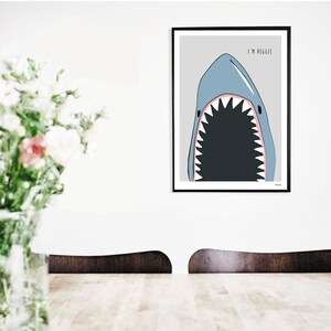 Banum Shark Poster, Art Print, Picture Illustration, Poster Veggie Vegetarian, Poster Kitchen, Poster Dining Room, Poster Maritime Ocean Sea image 6