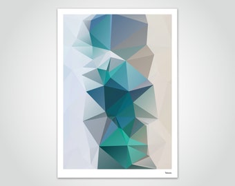 banum Aqua N2 — Poster Low Poly, Poster Polygram blue turquoise, Art Print Holiday Sea Beach, Pictures Ocean Pacific, Gift Poster Maritime
