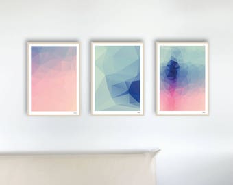 Set 7 Eda — Poster, Bilder, Kunstdrucke, abstrakt, Geometrie, Illustration, skandinavisch, Design, minimalistisch, violett, türkis, rosa