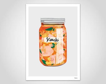 banum Kimchi - Poster, Stampa d'arte Cucina, Poster divertente, Poster divertente Sala da pranzo, Poster Corea, Poster Kimchee, Immagine di cavolo cinese di fermentazione