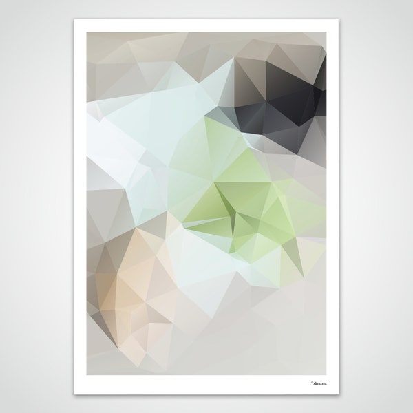 banum Linde N2 - poster Polygone, Art d’art faible poly, Géométrie Art, Image Triangle, Décoration Cadeau de séjour, Art Faible Poly Imprimé