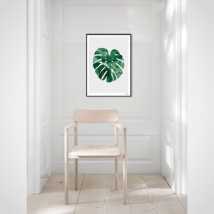 banum Monstera N1 Poster Monstera, art print green plant, picture nature, poster watercolor Monstera, living room decoration leaf, picture botany green image 5