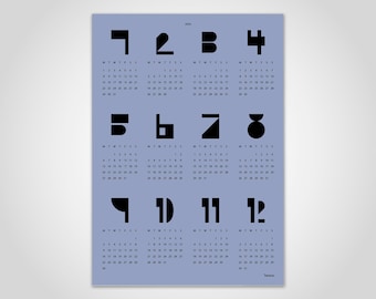 banum Type Blue — calendar 2024, calendar planner, poster calendar black and white, calendar poster, wall calendar 2024, annual calendar annual planner