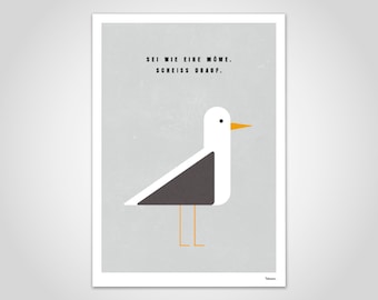 banum Seagull N2 — Maritime poster, art print Baltic Sea North Sea, sea beach poster, holiday seagull poster, Mediterranean poster, motivational quote poster
