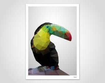 banum Tukan — Poster Low Poly, Art Print Polygon, Pictures Geometry, Picture Animals Zoo, Poster Parrot Bird, Poster Children's Room, Poster Child