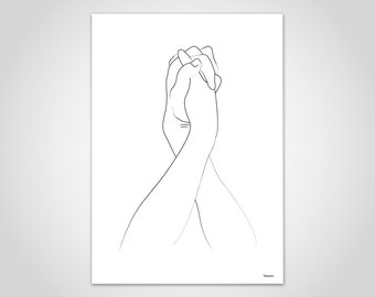 Banum Hand N1 — Poster Hands Drawing, Fine Line Art Hands, Poster Praying Hands, Poster Prayer Hands, Poster Wedding, Poster Gratitude