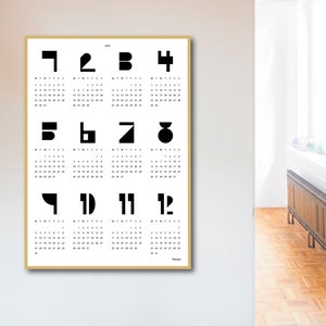 banum Type White calendario 2024, pianificatore calendario, calendario poster bianco e nero, poster calendario, calendario da parete 2024, pianificatore annuale calendario annuale immagine 3