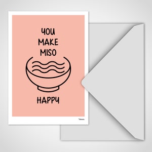 banum postcard miso — funny postcard sayings, postcard motivational quote, postcard Japan, greeting card dear friends, postcard miso soup