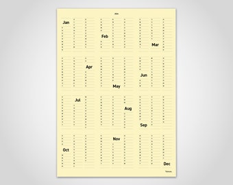 banum Pure Yellow — Calendar 2024, calendar planner, poster calendar, calendar poster, wall calendar 2024, annual calendar, moon calendar living room