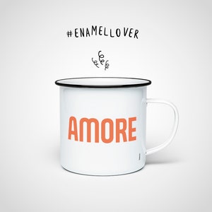 Montag Emaille Becher Emaille Tasse Mit Schwarzem Rand Etsy