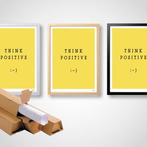 banum Think Positive : Poster Summer, Art Print Smiley, Pictures Smiley Yellow, Poster Typography Yellow, Poster Smiley, Poster Motivation image 9