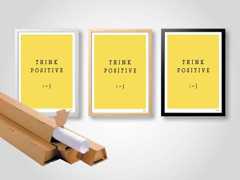 banum Think Positive : Poster Summer, Art Print Smiley, Pictures Smiley Yellow, Poster Typography Yellow, Poster Smiley, Poster Motivation image 9