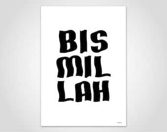 Bismillah 1 — Poster, Picture, Art Print, Orient, Oriental Art, Islam, Islamic Poster, Religion, Allah, Bismillah, Praying, Typography