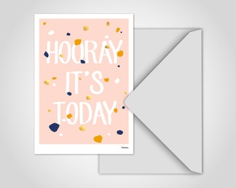 banum postcard Hooray — funny postcards, postcard birthday, greeting card congratulations, postcard confetti, postcard motivation sayings