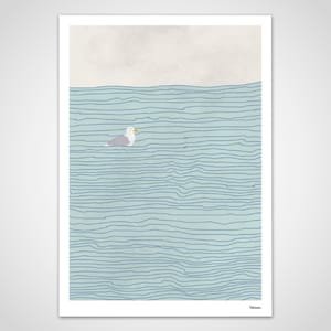 banum Möwe N1 — Poster Möwe, Bilder Maritim, Kunstdrucke Urlaub Meer, Illustration Strand Meer See, Poster Kinderzimmer, Poster Wohnzimmer