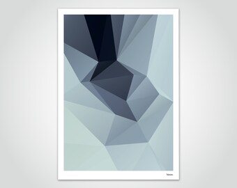 banum Clock — Poster low poly, stampa artistica poligonale, immagine geometrica, stampa artistica Mountain Iceberg, immagine soggiorno, poster pastello natalizio