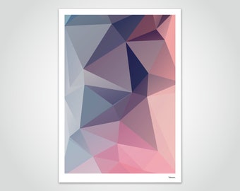 banum Peach N2 — Poster Low Poly, Art Print Polygon, Picture Geometry, Art Prints Poster Set, Picture Living Room, Poster Christmas Pastel