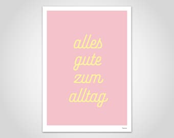 banum Alltag — Poster Zitat, Statement Poster, lustiger Spruch Poster, Spruchposter Alltag, Poster Typografie Rosa, Poster Motivation Büro