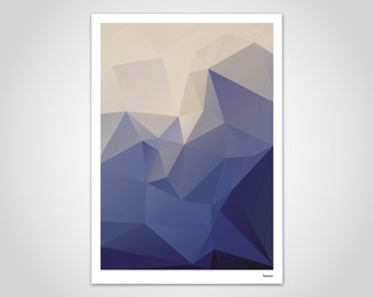 banum Blueberg N1 — Poster Low Poly, abstract art prints, poster blue beige, poster blue mountains, geometric posters, art prints mountains