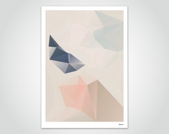 banum Pastel N1 — Poster Low Poly, poligono di stampa artistica, geometria dell'immagine, set di poster con stampe d'arte, soggiorno con immagini, poster natalizio pastello