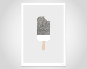 banum Popsicles Colorful — Poster Ice Cream, Art Children's Room, Art Prints Summertime, Poster Popsicles, Children's Art, Gift Children's Ice Cream