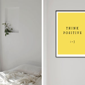 banum Think Positive : Poster Summer, Art Print Smiley, Pictures Smiley Yellow, Poster Typography Yellow, Poster Smiley, Poster Motivation image 3