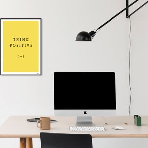banum Think Positive : Poster Summer, Art Print Smiley, Pictures Smiley Yellow, Poster Typography Yellow, Poster Smiley, Poster Motivation image 7