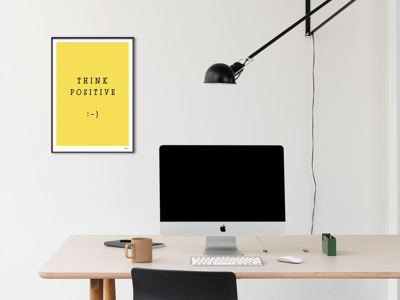 banum Think Positive : Poster Summer, Art Print Smiley, Pictures Smiley Yellow, Poster Typography Yellow, Poster Smiley, Poster Motivation image 7