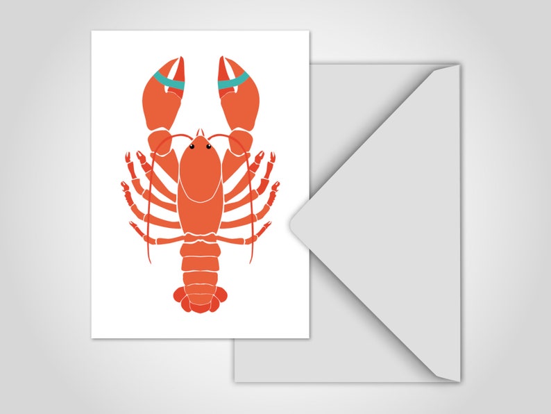 banum carte postale homard cartes postales rigolotes homard, cartes de voeux mer mer, cartes postales maritimes, cartes postales gourmandes homard rouge, carte animaux mer image 1