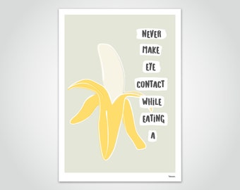 banum Banana - poster banana, poster giallo sole estivo, stampa artistica vibrazioni natalizie, poster frase divertente, poster frutta, poster citazioni