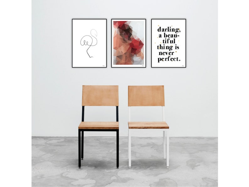 Love Abstract Art Prints Low Poly Geometric Red Contemporary Wall Art Prints Design Orange Tango \u2014 Modern Poster Polygram Heart