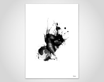 banum inch — minimalist poster, black and white art print, ink stain picture, Scandinavian art, ink poster, living room decoration art