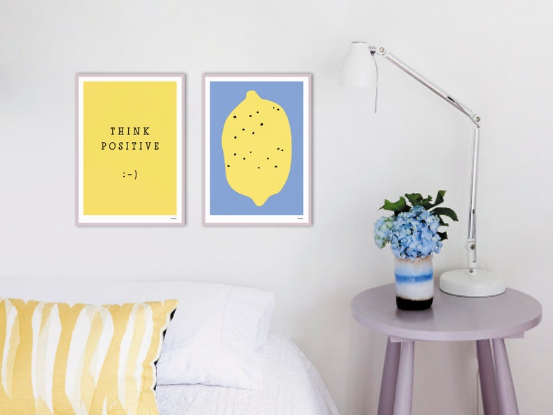 banum Think Positive : Poster Summer, Art Print Smiley, Pictures Smiley Yellow, Poster Typography Yellow, Poster Smiley, Poster Motivation image 5