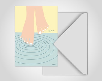 Banum postcard Oh la la — funny postcard feet, postcard wedding, birthday card water, holiday card sea, greeting card relaxation