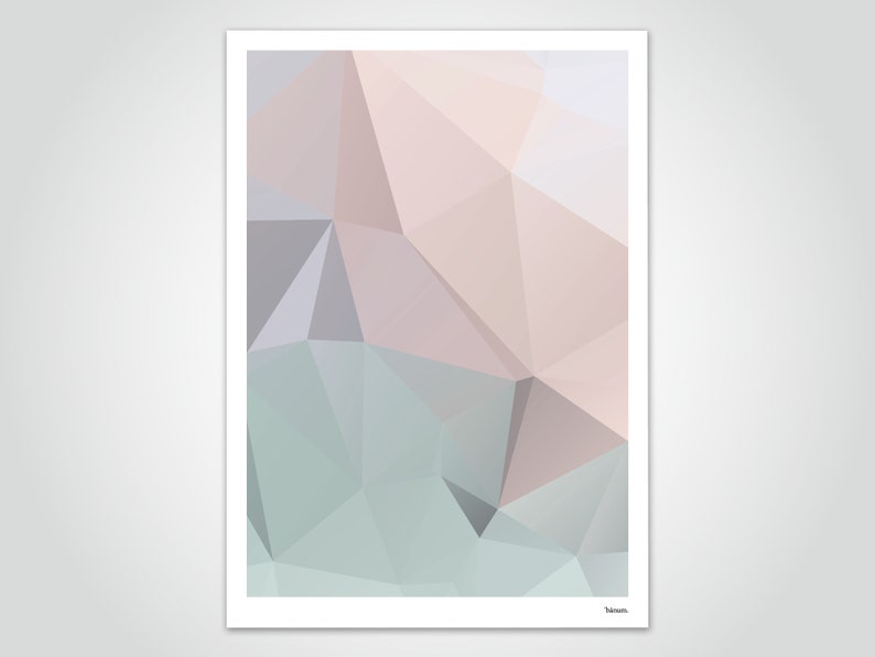 Banum Pastel N2 modern posters, abstract art prints, contemporary pastel art, graphic design shape posters, geometric low poly posters image 1