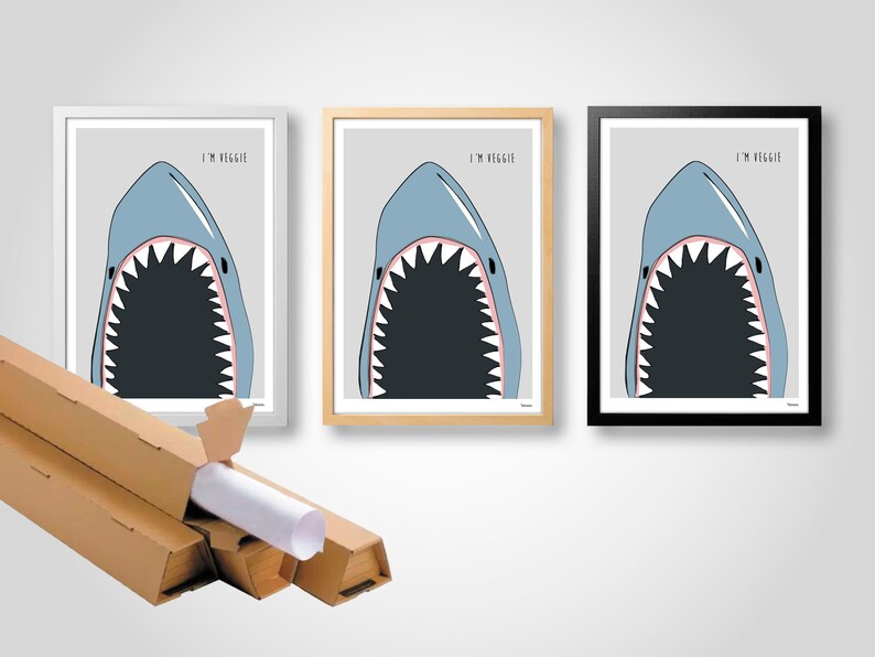 Banum Shark Poster, Art Print, Picture Illustration, Poster Veggie Vegetarian, Poster Kitchen, Poster Dining Room, Poster Maritime Ocean Sea image 8